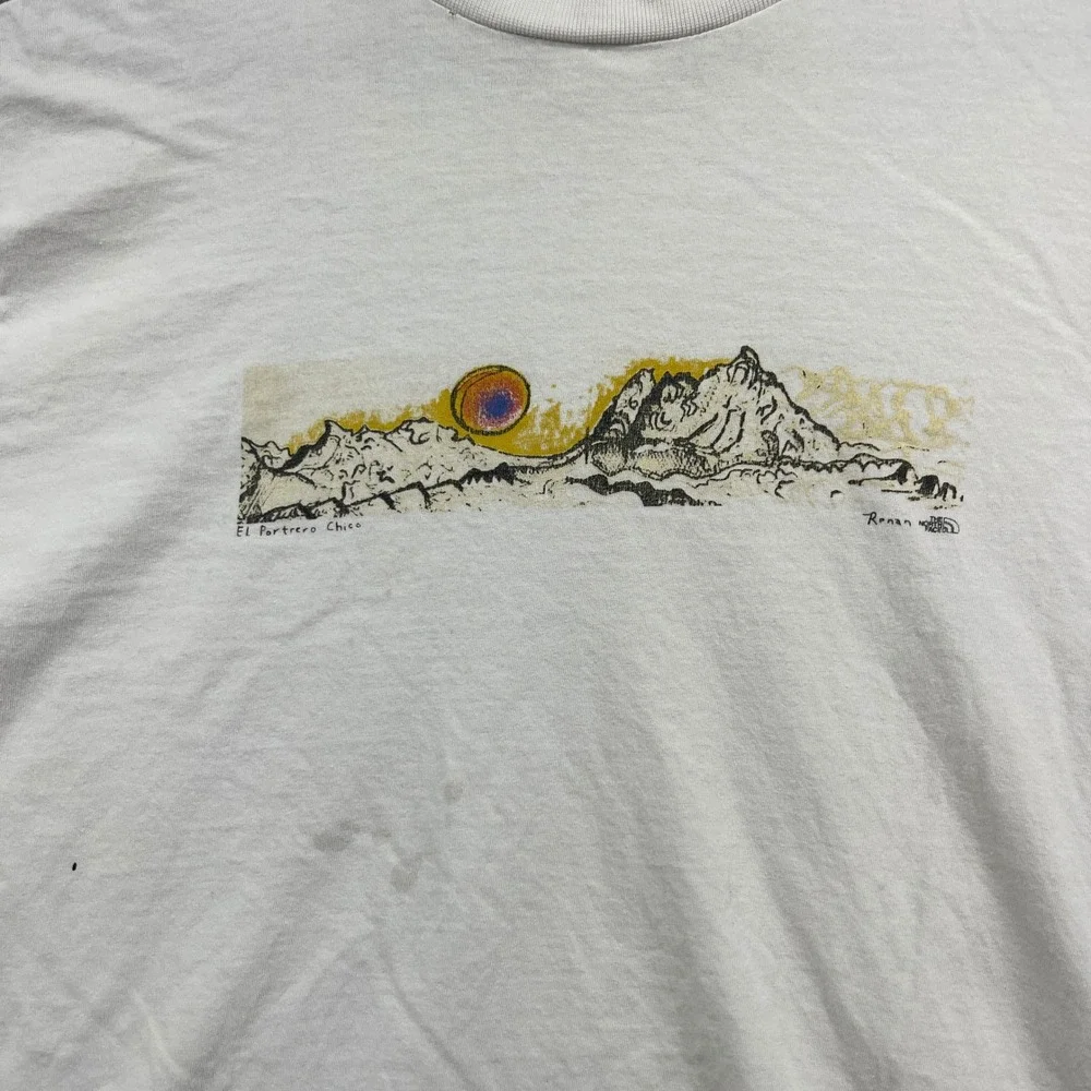 North Face T Shirt Mens S White El Potrero Chico Mountain Graphic Gorpcore Tee